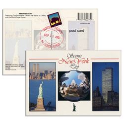 September 11, 2001 Postmarked World Trade Postcard