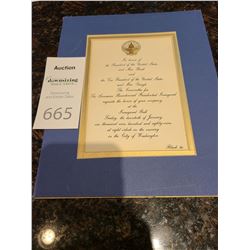 Inaugural Ball Invitation from President Bush January 20th, 1989