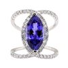 Image 2 : 5.24 ctw Tanzanite and Diamond Ring - 18KT White Gold