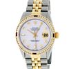 Image 3 : Rolex Mens 2 Tone MOP Ruby Diamond Channel Set Datejust Wristwatch