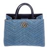 Image 3 : Gucci Light Blue Wash Matelasse Denim Small GG Satchel Bag