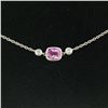 Image 5 : New 18kt White Gold 0.96 ctw GIA Pink Sapphire and Diamond Pendant Necklace