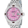 Image 1 : Rolex Ladies Stainless Steel Quickset Pink Diamond & Ruby Wristwatch 26MM