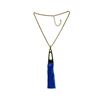 Image 2 : Leather Tassel Chain Necklace - Gold Plated