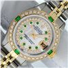 Image 1 : Rolex Ladies 2 Tone MOP Diamond & Emerald Datejust Wristwatch With Rolex Box