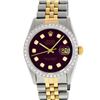 Image 2 : Rolex Mens 2 Tone Maroon Diamond 36MM Datejust Wristwatch