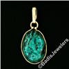 Image 2 : Vintage 14kt Yellow Gold Oval Cabochon Marbled Black & Blue Stone Charm Pendant