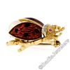 Image 5 : Vintage 18kt Yellow Gold Ruby Diamond Pearl and Enamel Ladybug Pin Brooch