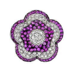 18k Yellow Gold 1.96CTW Pink Sapphire and Diamond Pendant, (I1-I2/H-I)