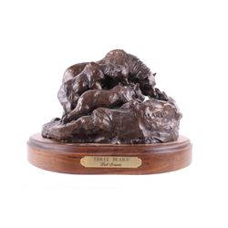 Three Bears Bronze Sculpture by Bob Scriver RARE