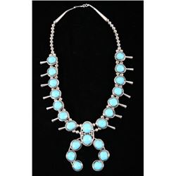 Navajo Sleeping Beauty Turquoise Squash Necklace