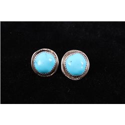 Navajo Sleeping Beauty Turquoise Sterling Earrings