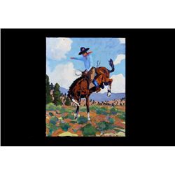 Original Wyoming Cowboy Oil by Tom Waugh 1977
