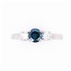 Image 1 : Blue Diamond Art Deco 14k White Gold Ring