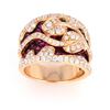 Image 1 : Hot Pink Ruby & Diamond 18k Yellow Gold Ring