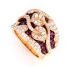 Image 2 : Hot Pink Ruby & Diamond 18k Yellow Gold Ring