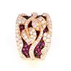 Image 3 : Hot Pink Ruby & Diamond 18k Yellow Gold Ring