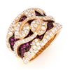 Image 4 : Hot Pink Ruby & Diamond 18k Yellow Gold Ring