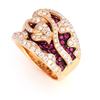 Image 6 : Hot Pink Ruby & Diamond 18k Yellow Gold Ring