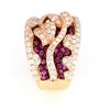 Image 7 : Hot Pink Ruby & Diamond 18k Yellow Gold Ring