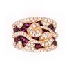 Image 9 : Hot Pink Ruby & Diamond 18k Yellow Gold Ring