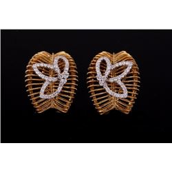 Diamond & 18k Gold Basket Clip Stud Earrings