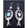 Image 2 : Navajo Old Pawn Royston Turquoise Blossom Earrings