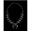 Image 1 : Navajo Sandcast Silver & Turquoise Squash Necklace