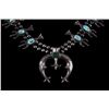 Image 2 : Navajo Sandcast Silver & Turquoise Squash Necklace