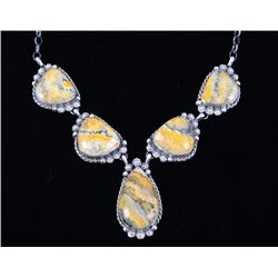 Navajo B. Lee Bumble Bee Jasper & Silver Necklace