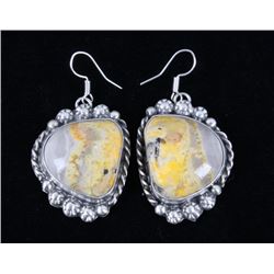Navajo B. Lee Bumble Bee Jasper & Silver Earrings