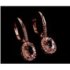 Image 4 : Morganite & Diamond 14K Rose Gold Earring Pair