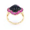 Image 2 : Antique Style Onyx & Ruby Signet Ring in 10K Gold