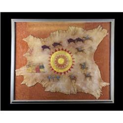 Kiowa Buffalo Pinwheel Painted Hide Dau-Law-Taine