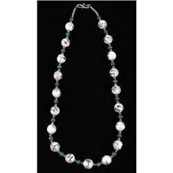 Cloissoné & Malachite Sterling Silver Necklace