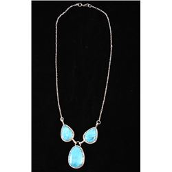 Navajo Stormy Mountain Turquoise Sterling Necklace