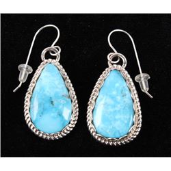Navajo Stormy Mountain Turquoise Sterling Earrings