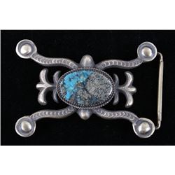 Navajo Kingman Turquoise Sand Cast Belt Buckle