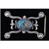 Image 1 : Navajo Kingman Turquoise Sand Cast Belt Buckle