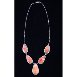 Navajo Herbert Tsosie Spiny Oyster Silver Necklace