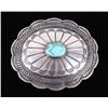 Image 1 : Navajo Sterling Kingman Turquoise Belt Buckle