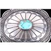 Image 2 : Navajo Sterling Kingman Turquoise Belt Buckle