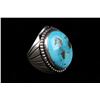 Image 1 : Navajo Yazzie Kingman Turquoise Ring LARGE