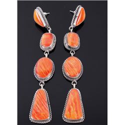 Navajo Elouise Kee Spiny Oyster Sterling Earrings