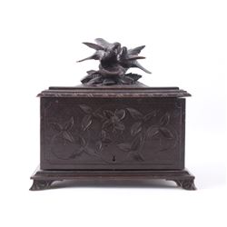 19th Century Carved Black Forest Cigar Humidor Box