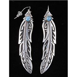 Navajo T&R Singer Sterling & Turquoise Earrings