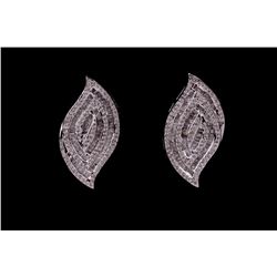 Diamond Flame Set Modern 18k White Gold Earrings