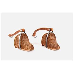 Hand Carved Oak Wooden Tapaderos C. 1890's