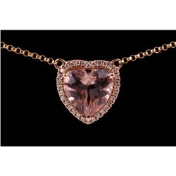 Morganite & Diamond 14k Rose Gold Heart Necklace