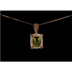 Peridot Yellow Sapphire Diamond 14k Gold Necklace